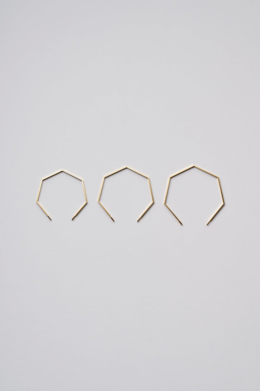 7角形(Heptagon)の形をしたシンプルな、真鍮製アクセサリーのバングルのS,M,Lサイズ