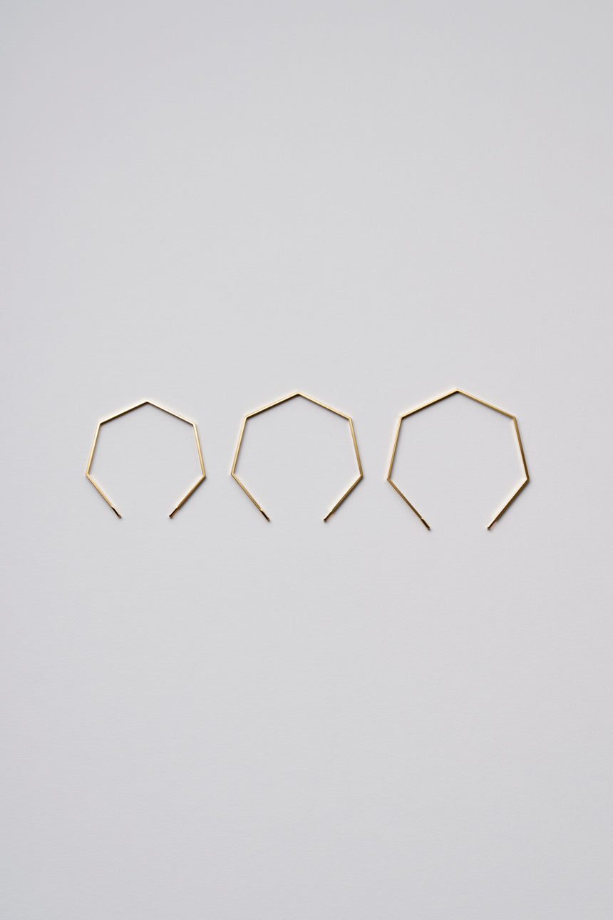 7角形(Heptagon)の形をしたシンプルな、真鍮製アクセサリーのバングルのS,M,Lサイズ