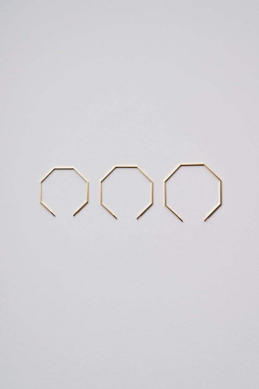 8角形(Octagon)の形をしたシンプルな、真鍮製アクセサリーのバングルのS,M,Lサイズ