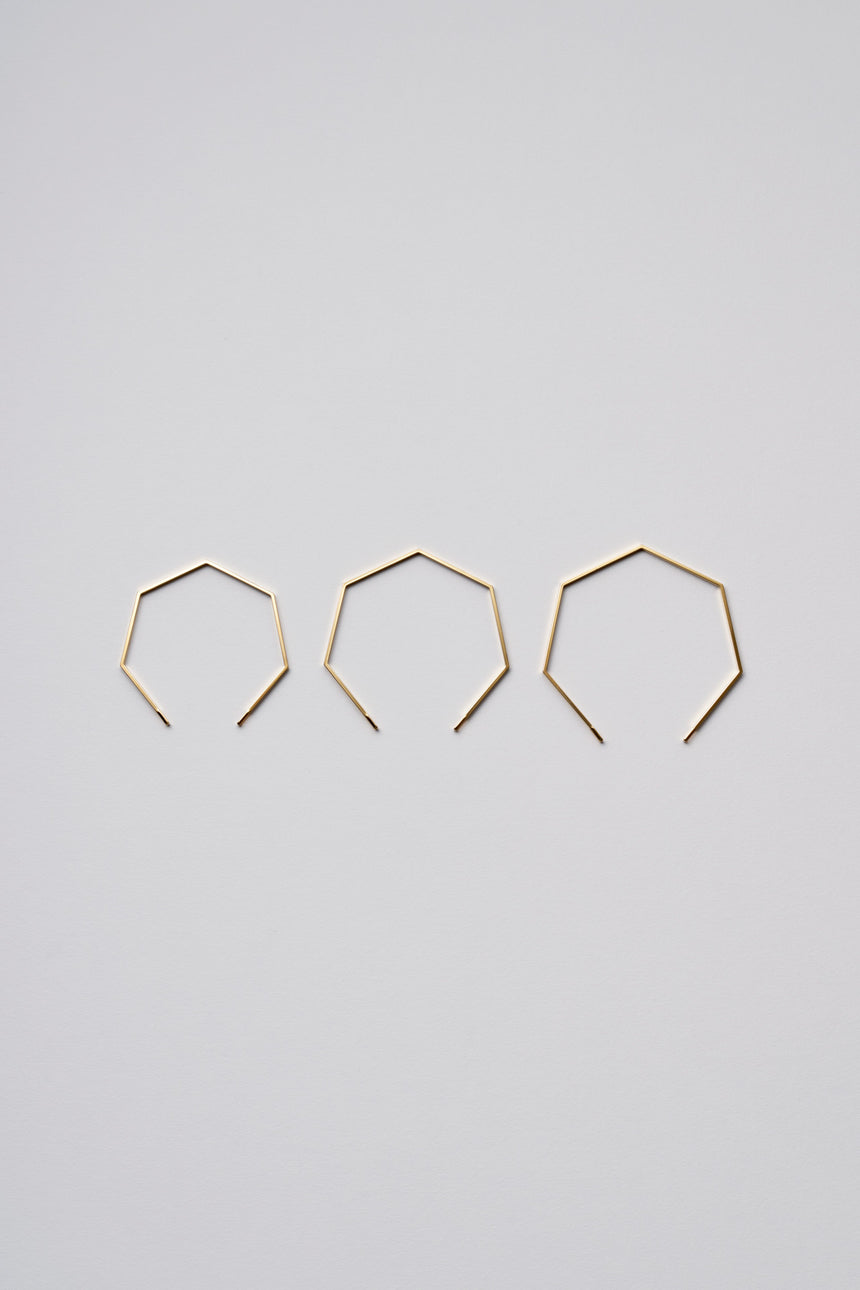 7角形（Heptagon）の形をしたシンプルな、真鍮製アクセサリーのバングルのS,M,Lサイズ